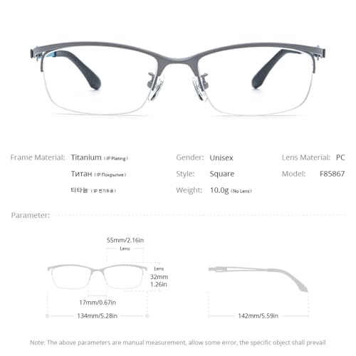 FONEX Pure Titanium Glasses Frame Men Square Eyeglasses Optical Eyewear F85775 (F85867 Green, Clear) - Image 3
