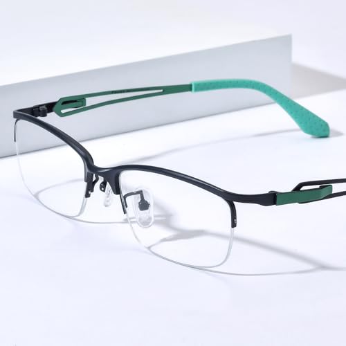 FONEX Pure Titanium Glasses Frame Men Square Eyeglasses Optical Eyewear F85775 (F85867 Green, Clear) - Image 2