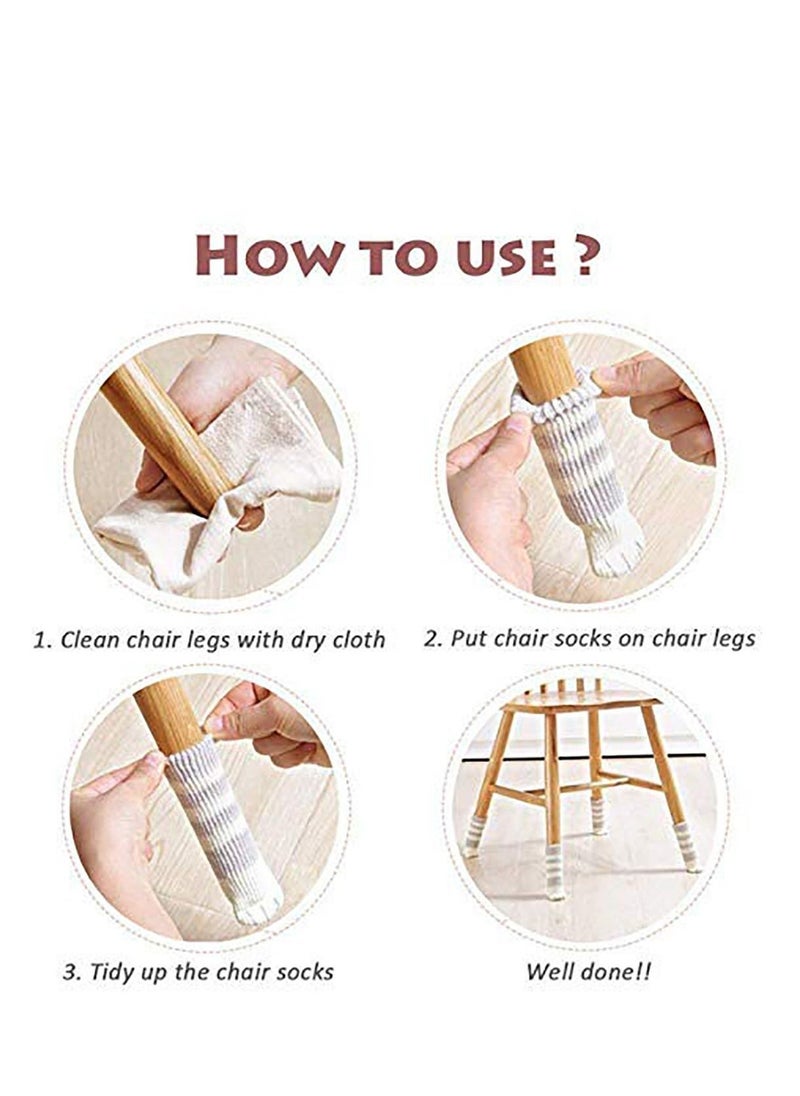 KASTWAVE 24 PCS Chair Socks with Cute Cat Paws Design 6 Patterns Furniture Leg Caps Anti Scratch Anti-Noise Chair Leg Covers Table Leg Pads Floor Protectors  - Image 4