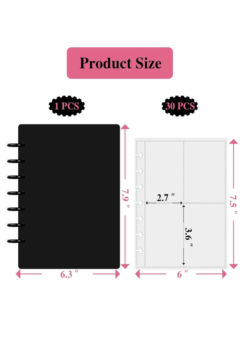 Relex Kpop Photocard Binder 3 Inch Photocard Holder Book Sleeves with 30Pcs Inner Pages A5 Idol Business Card Collect 2×3 Polaroid Photo Album (Black) - Image 2