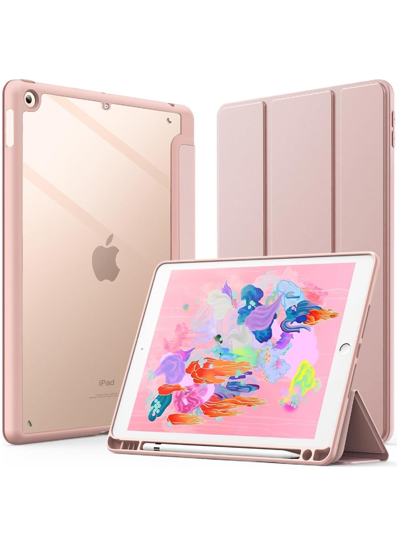 Rock Pow Case for iPad 9.7-Inch (6th/5th Generation 2018/2017) with Pencil Holder Clear Transparent Back Shell Slim Stand Shockproof Tablet Cover Auto Wake/Sleep  - Image 1