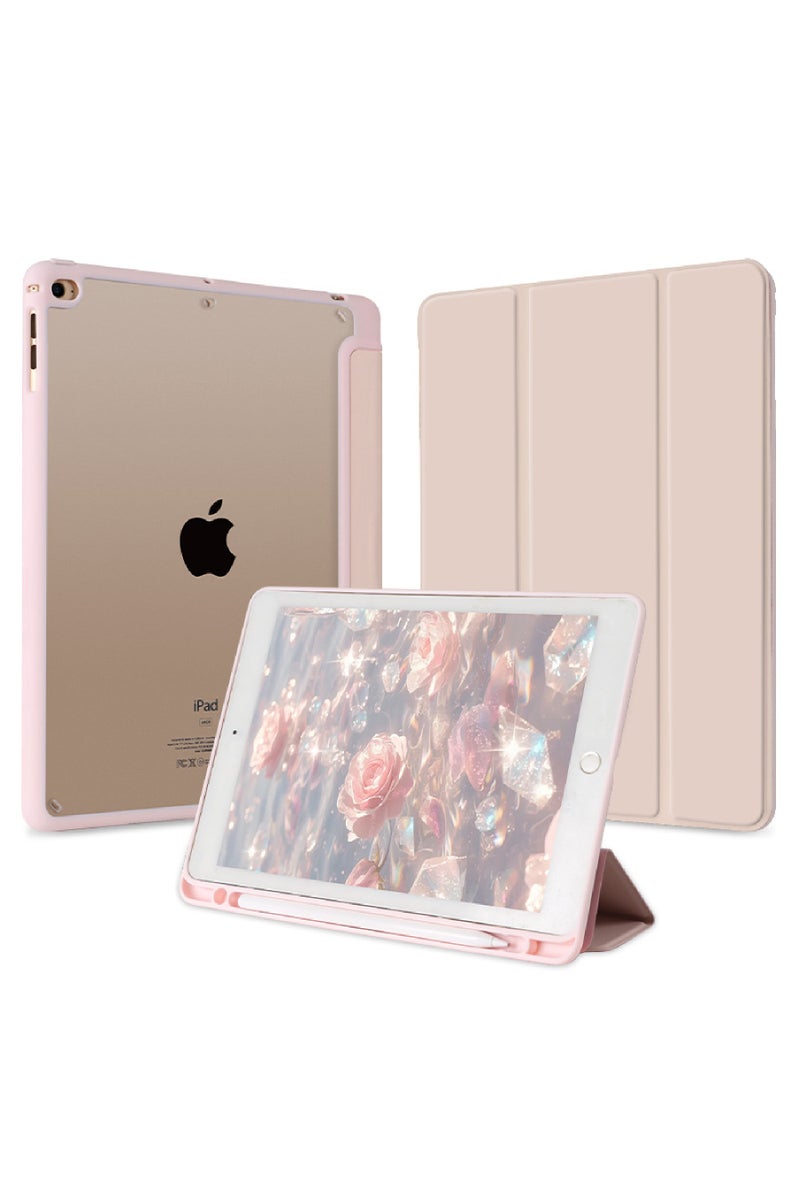 Rock Pow Case for iPad 9.7-Inch (6th/5th Generation 2018/2017) with Pencil Holder Clear Transparent Back Shell Slim Stand Shockproof Tablet Cover Auto Wake/Sleep - Image 1