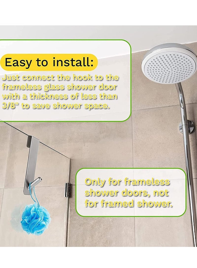 Y&D Shower Door Hooks Towel Hangers Over Glass Rack Stainless Steel Holder Hanger for Bathroom Frameless Decor 3 Pieces 5.1 Inches (Silver) - Image 4