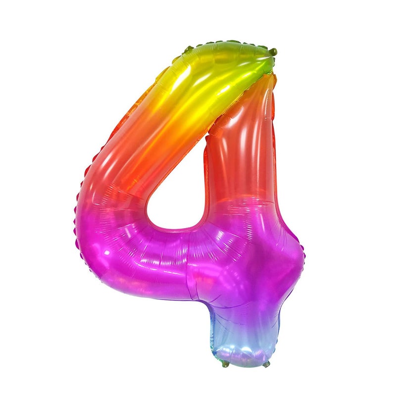 مانجو 40 بوصة قوس قزح كبير رقم 4 بالونات احباط أربع سنوات ديكور حفلة عيد ميلاد 4 زخرفة حفلة عيد ميلاد - Image 1