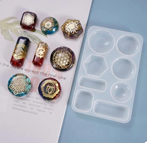 Ditya Crafts Silicone Resin Pendant Mold Tray Silicone Jewelry Making Mold 8 Different Design in 1 Single Mold