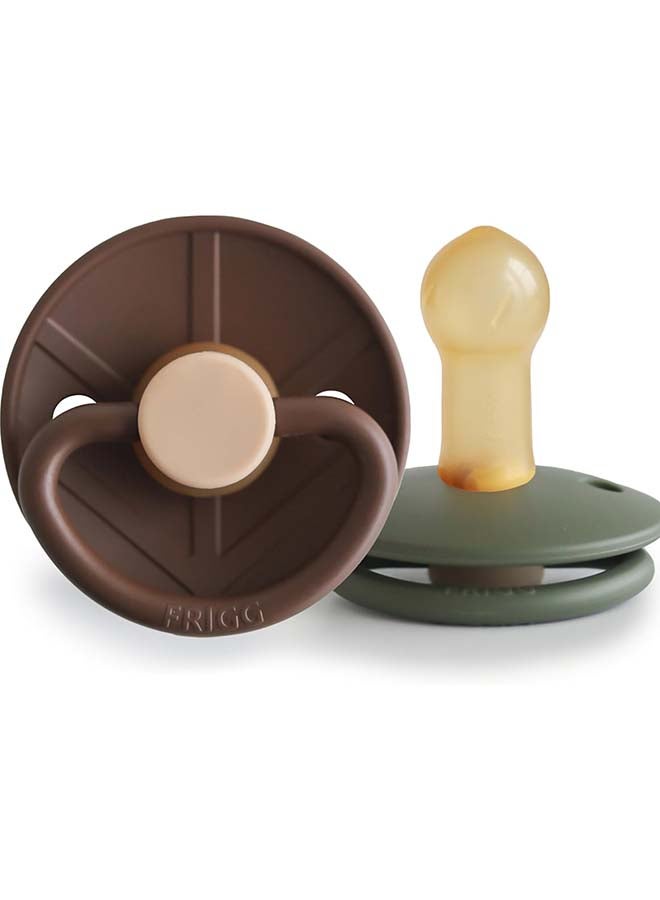 FRIGG Little Viking Silicone Baby Pacifier 0-6M 2-Pack Cocoa/Olive - Size 1