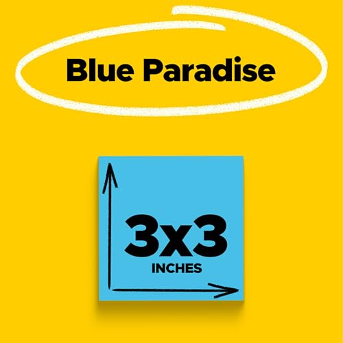 Post It Post-it Super Sticky Notes, 5 Sticky Note Pads, 3 x 3 in., School Supplies, Office Products, Sticky Notes for Vertical Surfaces, Monitors, Walls and Windows, Blue Paradise - Image 2