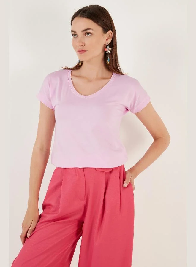 Lela Lela V-Neck Relaxed Fit Blouse with Slit, Women's Blouse 5862000