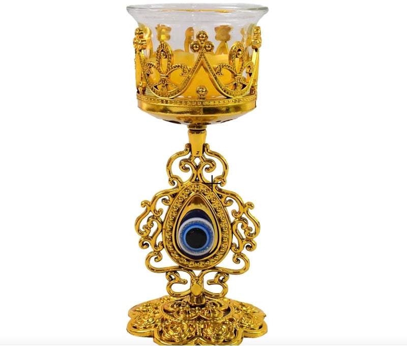 PremiumAV Royal Crown Tealight Candle Holder with Glass Cup & Ornate Stand – Decorative Showpiece for Diwali Festive Home Décor & Gifting (1 Pc) - Image 1