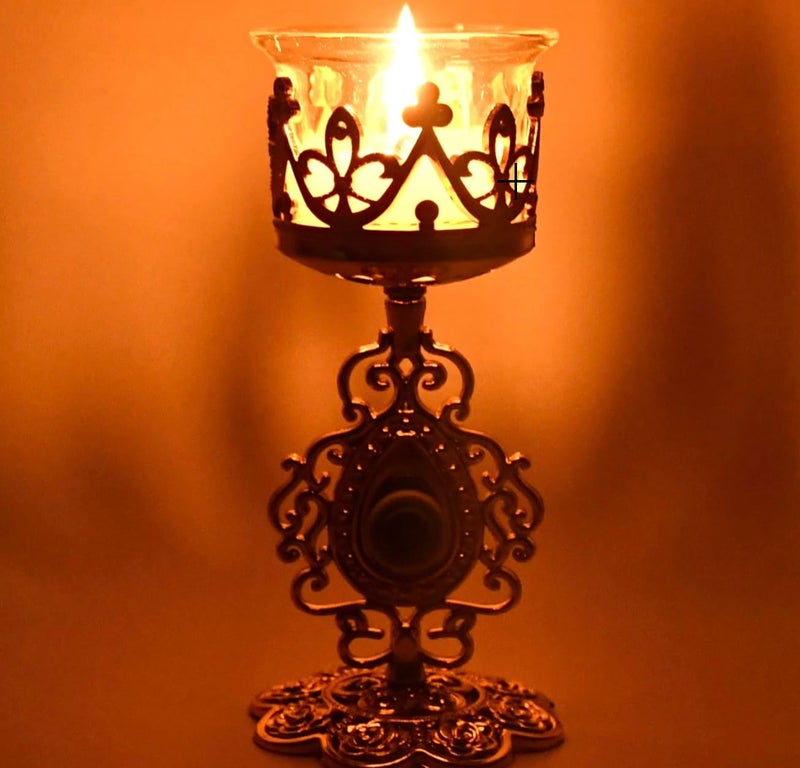 PremiumAV Royal Crown Tealight Candle Holder with Glass Cup & Ornate Stand – Decorative Showpiece for Diwali Festive Home Décor & Gifting (1 Pc) - Image 4
