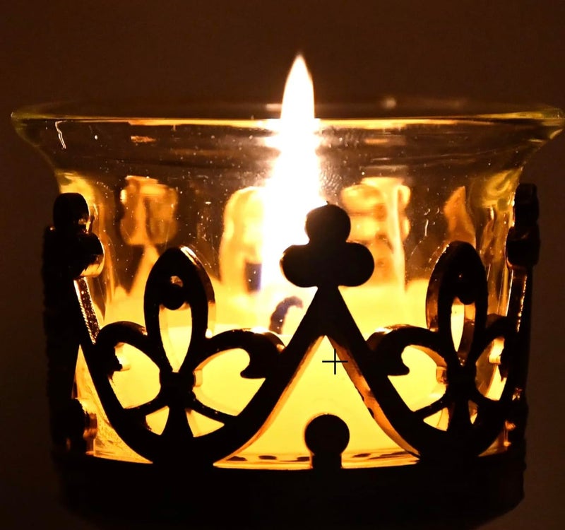 PremiumAV Royal Crown Tealight Candle Holder with Glass Cup & Ornate Stand – Decorative Showpiece for Diwali Festive Home Décor & Gifting (1 Pc) - Image 3