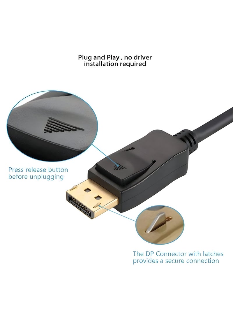 سيزمي ✦ كابل محول DisplayPort إلى HDMI بدقة 4K | تحويل أحادي الاتجاه من DP إلى HDMI 2.0 | شريحة 3301W | سرعة 18Gbps | يدعم 4K@60Hz و2K@120Hz | مناسب لأجهزة اللابتوب والكمبيوتر والشاشات وأجهزة العرض | اللون أسود | بطول 1.8 متر - Image 5