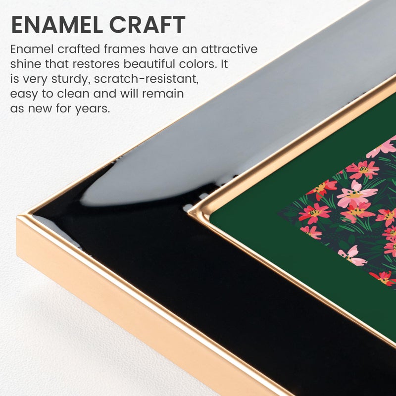 Venusmiles 4x6 Enamel Picture Frame  Gold Metal Edge with Easel  Real Glass Photo Frame for Wall and Tabletop Display Family Office Photo Gallery  Green Enamel/1pc - Image 2