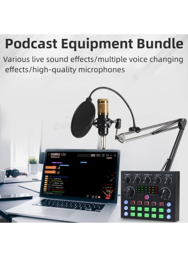 ACLIX Sound Card Podcast Kit Bundle with Audio Interface F998 Voice Changer Sound Card Condenser Karaoke Microphone Mic Stand and Mic Pop Filter Multi Sound Effects for Live Streaming Podcast Mic Starter Kit DJ Audio Mixer for Podcast and Live - Image 3