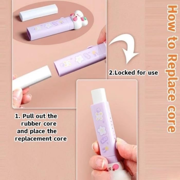 Baethan Premium Unicorn 3-Layer Big Capacity Pencil Case for Girls + Free Unicorn Push-Pull Eraser | School Bag Shaped Stationery Organizer | Cute Aesthetic Gift for Kids (Purple+Erasers) - Image 5