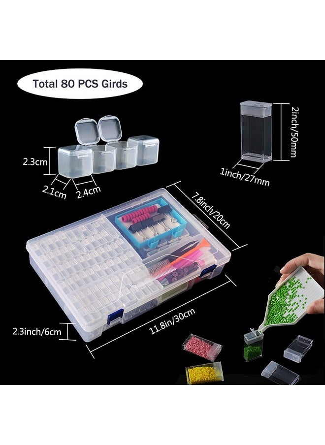 PP OPOUNT 170 Pcs A4 Diamond Art Led Light Pad Kits, 3-Level Adjustable Light Board With 80 Grids Diamond Box, Felt Hand Held Bag, Stand And Diamond Art Tools For Diamond Art  - Image 4