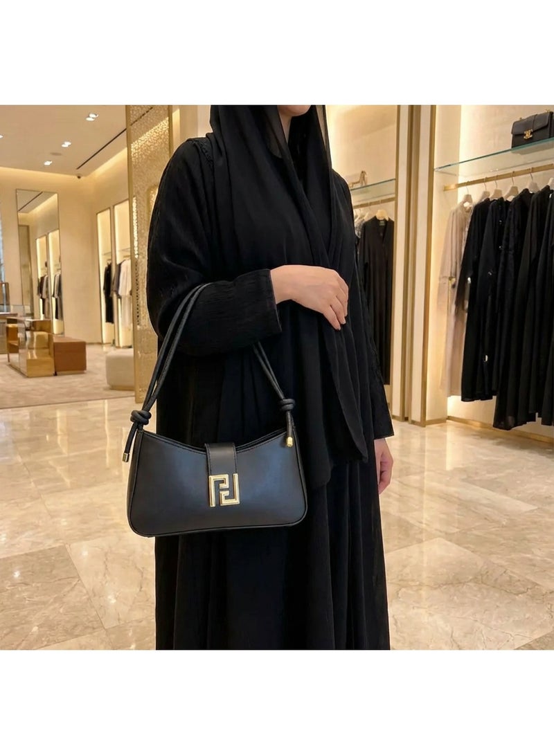 Women's shoulder bag with adjustable strap and clasp closure - Easy crossbody handbag in black, perfect for dates, shopping, and everyday use - Durable, easy-care design - Image 4