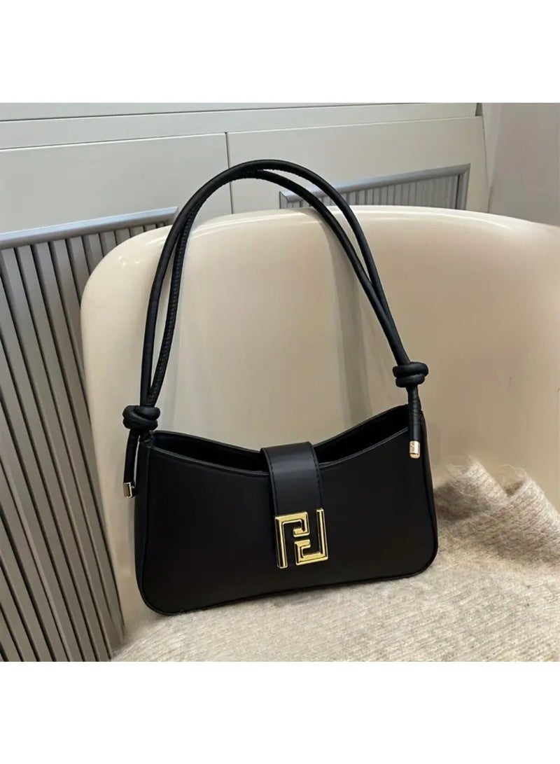 Women's shoulder bag with adjustable strap and clasp closure - Easy crossbody handbag in black, perfect for dates, shopping, and everyday use - Durable, easy-care design - Image 1