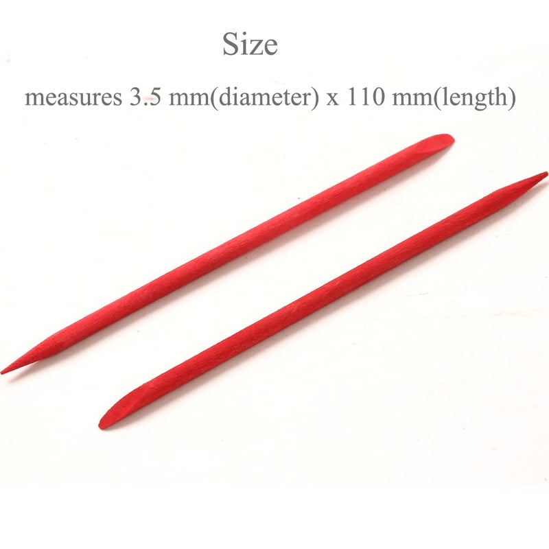 Borogo 100 Pcs Orange Wood Nail Sticks Double Sided Multi Functional Cuticle Pusher Manicure Pedicure Tool for Manicure Pedicure Red - Image 5