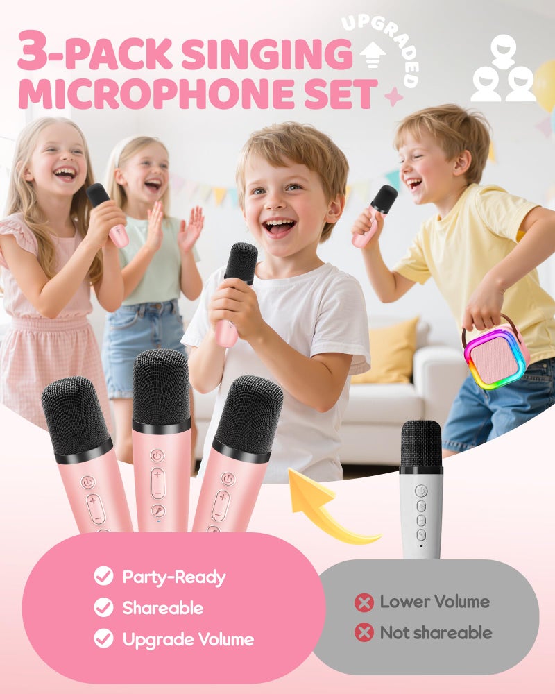 IROO Mini Karaoke Machine for Kids, 2026 TOP Toys Birthday Gifts Ideas for Girls Ages 4, 5, 6, 7, 8, 9, 10, 12+ Years Old, Portable MP3 Player with 3 Wireless Mics for Family Home Party - Image 3