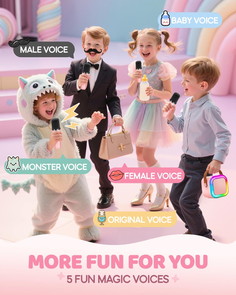 IROO Mini Karaoke Machine for Kids, 2026 TOP Toys Birthday Gifts Ideas for Girls Ages 4, 5, 6, 7, 8, 9, 10, 12+ Years Old, Portable MP3 Player with 3 Wireless Mics for Family Home Party - Image 5