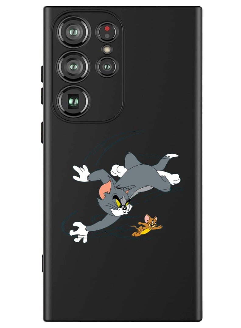 Theodor Protective Slim Fit Case Liquid Silicone Cover with Full Body Protection Anti-Scratch Shockproof Case For Samsung Galaxy S24 Ultra (Black) - tom and jerry - Image 1