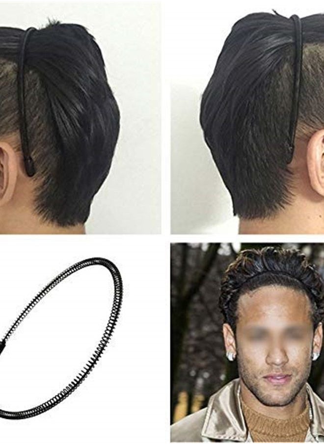 MansWill - Men's Slicked Back Headband, Outdoor Sports Fashion Pigtail Hair Band/Never Paint-shedding Metal Head Buckle Clip for Mens Long Hair, Braid and other Hair Styles - Small Spring - Image 1