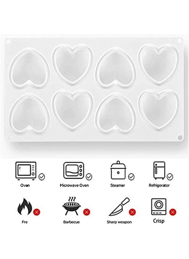 yongsheng Silicone Fondant Mould White，Heart Mold Chocolate Molds - Heart Shape Silicone Mousse Cake Baking Molds For Valentine Hot Chocolate Dessert Candy Cheesecake(8-Cavity)  - Image 4