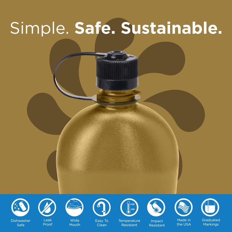 Nalgene Nalgene Sustain Tritan BPA-Free Oasis Water Bottle Made with Material Derived from 50% Plastic Waste (Using ISCC Certified Mass Balance)  32 OZ  Coyote - Image 2