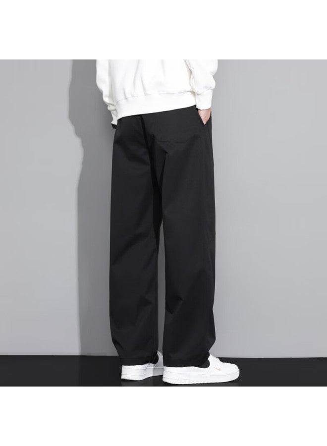 Poum American-style Simple Straight-leg Pants For Men, Autumn And Winter Loose-fit Athletic Wide-leg Trousers With Draping Effect, Style 6642, Black, 3XL - Image 4