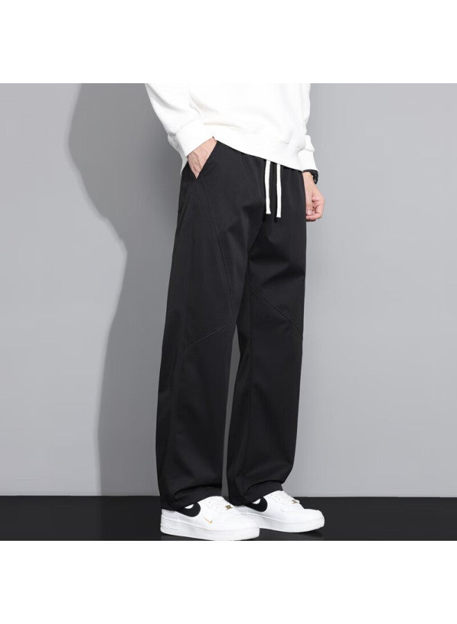 Poum American-style Simple Straight-leg Pants For Men, Autumn And Winter Loose-fit Athletic Wide-leg Trousers With Draping Effect, Style 6642, Black, 3XL - Image 3