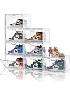 GoldenLike Shoe Storage Box Shoe Organizer for Closet,Stackable Shoes Storage Bins Clear Shoes Display Cases Sneaker Storage Container Foldable Space-Saving Shoe Rack Shoe Box with Lids(8 Pack)  - Image 1