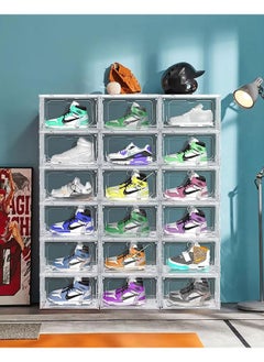 GoldenLike Shoe Storage Box Shoe Organizer for Closet,Stackable Shoes Storage Bins Clear Shoes Display Cases Sneaker Storage Container Foldable Space-Saving Shoe Rack Shoe Box with Lids(8 Pack)  - Image 3