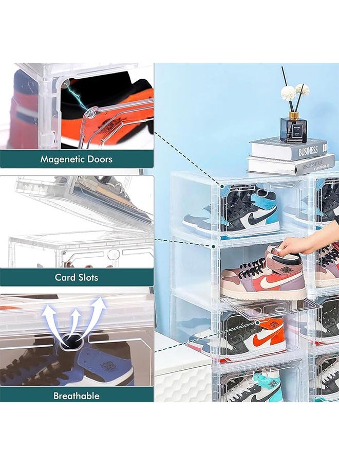 GoldenLike - Shoe Storage Box Shoe Organizer for Closet,Stackable Shoes Storage Bins Clear Shoes Display Cases Sneaker Storage Container Foldable Space-Saving Shoe Rack Shoe Box with Lids(8 Pack) - Image 1