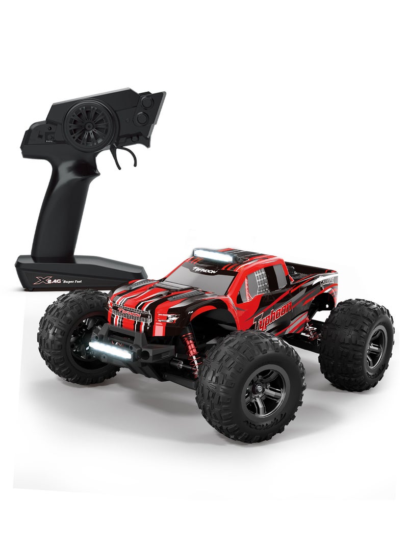 مايتويز سيارات التحكم عن بعد تايفون 1:10، درجة هواية 4WD بسرعة 60+ كم/ساعة، شاحنة تحكم عن بعد سريعة، باجي كهربائي لجميع التضاريس مع بطارية مودولارية بسعة 2500 مللي أمبير للبالغين والأولاد (دعم تعديل متقدم) - Image 1