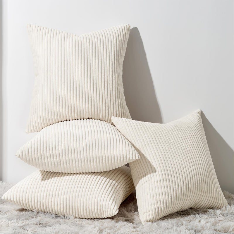 Topfinel Decorative Beige Throw Pillow Covers Cushion Cases Set of 4 Soft Velvet Modern DoubleSided Designs Natural Home Decor Pillow Inserts Not Included 16x16 inch - Image 2