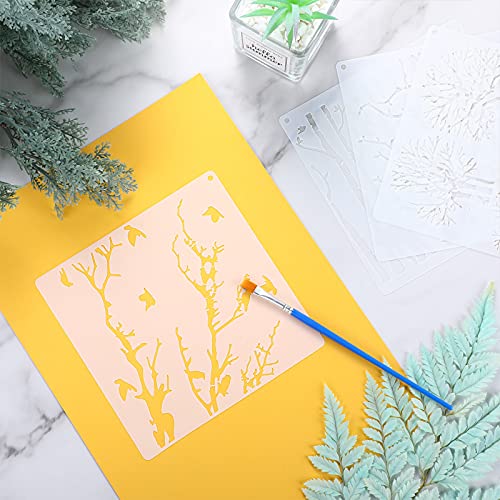 Chinco 8 Pieces Reusable Aspen Tree Stencils Reversed Branches Painting Template Plastic Drawing Stencils for Canvas Wood Wall Decor DIY Crafts(15 x 15 cm/ 5.9 x 5.9 Inch) - Image 5