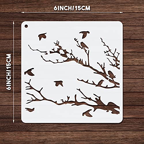 Chinco 8 Pieces Reusable Aspen Tree Stencils Reversed Branches Painting Template Plastic Drawing Stencils for Canvas Wood Wall Decor DIY Crafts(15 x 15 cm/ 5.9 x 5.9 Inch) - Image 3