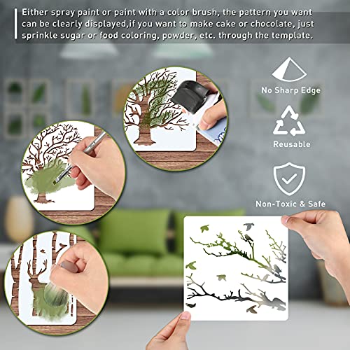 Chinco 8 Pieces Reusable Aspen Tree Stencils Reversed Branches Painting Template Plastic Drawing Stencils for Canvas Wood Wall Decor DIY Crafts(15 x 15 cm/ 5.9 x 5.9 Inch) - Image 4