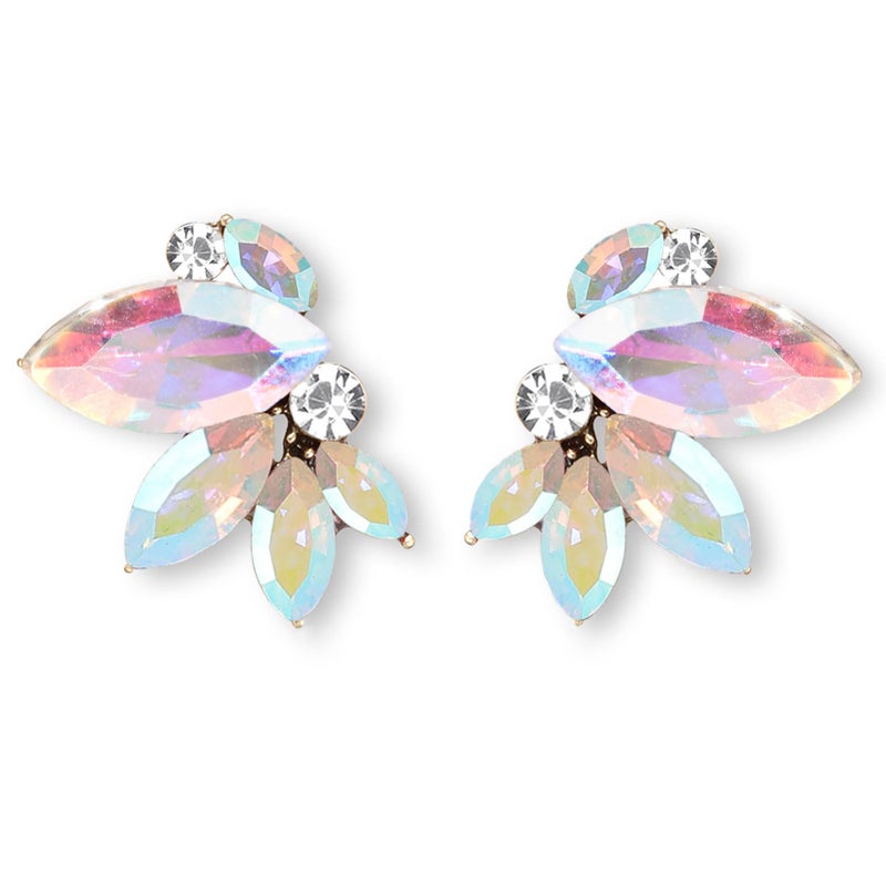 Spiritlele AB Rhinestone Drop Earring Sparkly Iridescent Wedding Earrings for Women Prom Party Faux Crystal Stud Earrings - Image 1