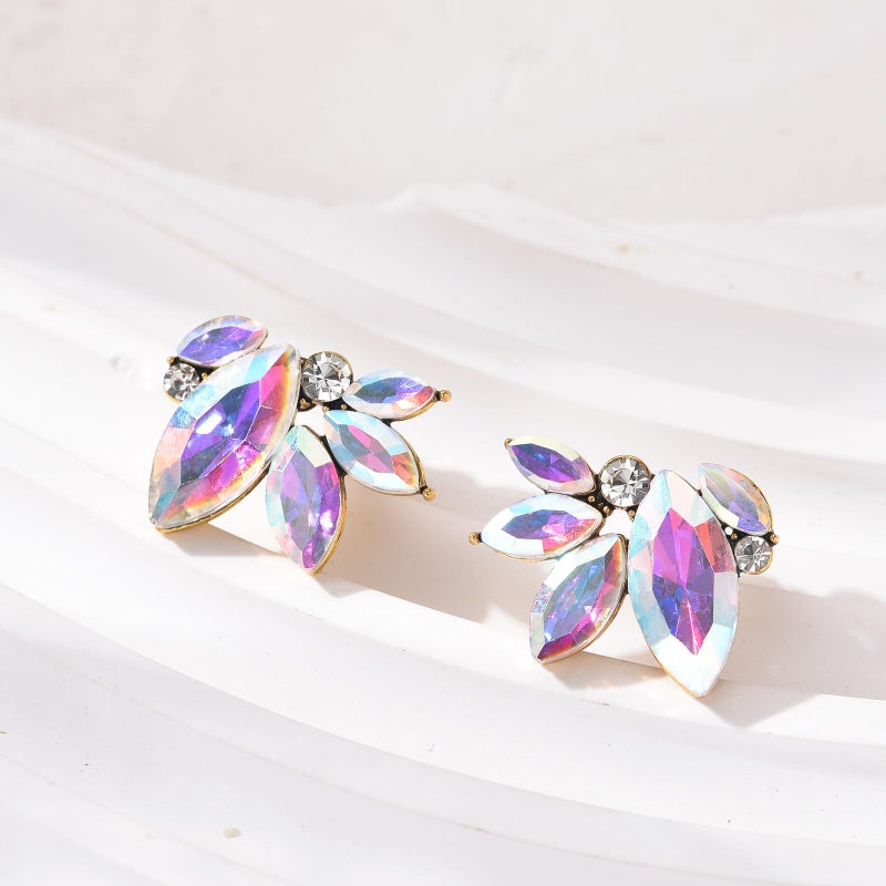 Spiritlele AB Rhinestone Drop Earring Sparkly Iridescent Wedding Earrings for Women Prom Party Faux Crystal Stud Earrings - Image 5