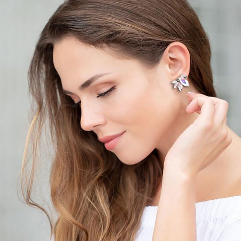 Spiritlele AB Rhinestone Drop Earring Sparkly Iridescent Wedding Earrings for Women Prom Party Faux Crystal Stud Earrings - Image 4