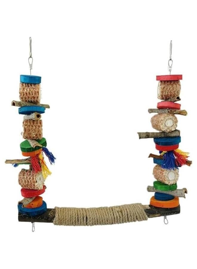 Wooden Bird Swing Toy for Parrots and Chickens - Cage Accessory for Training and Chewing - Image 1