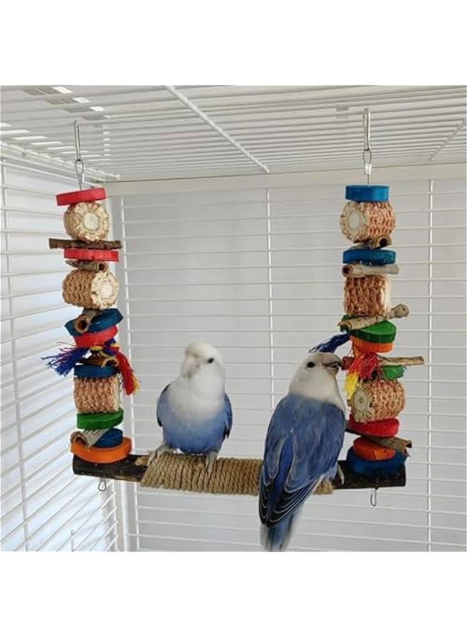 Wooden Bird Swing Toy for Parrots and Chickens - Cage Accessory for Training and Chewing - Image 2
