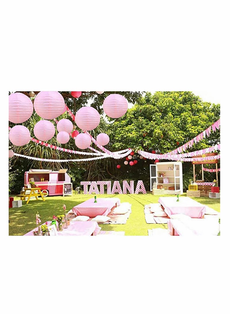 KASTWAVE 10Pcs Pink Paper Lanterns Decorative Chinese/Japanese Hanging Round Foldable Lantern for Birthday Wedding  Bridal Shower Home Decor Party (Size of 4” 6” 8” 10”) - Image 3