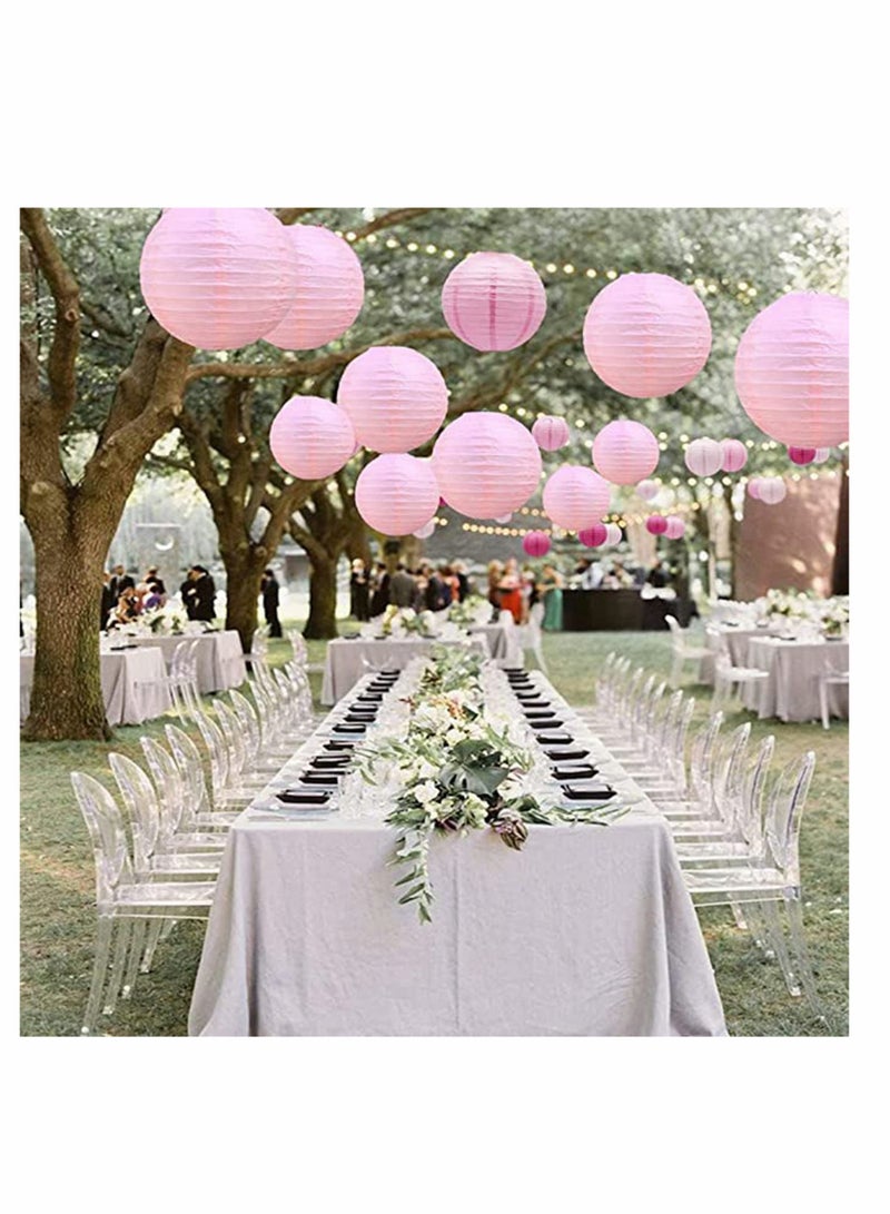 KASTWAVE 10Pcs Pink Paper Lanterns Decorative Chinese/Japanese Hanging Round Foldable Lantern for Birthday Wedding  Bridal Shower Home Decor Party (Size of 4” 6” 8” 10”) - Image 4