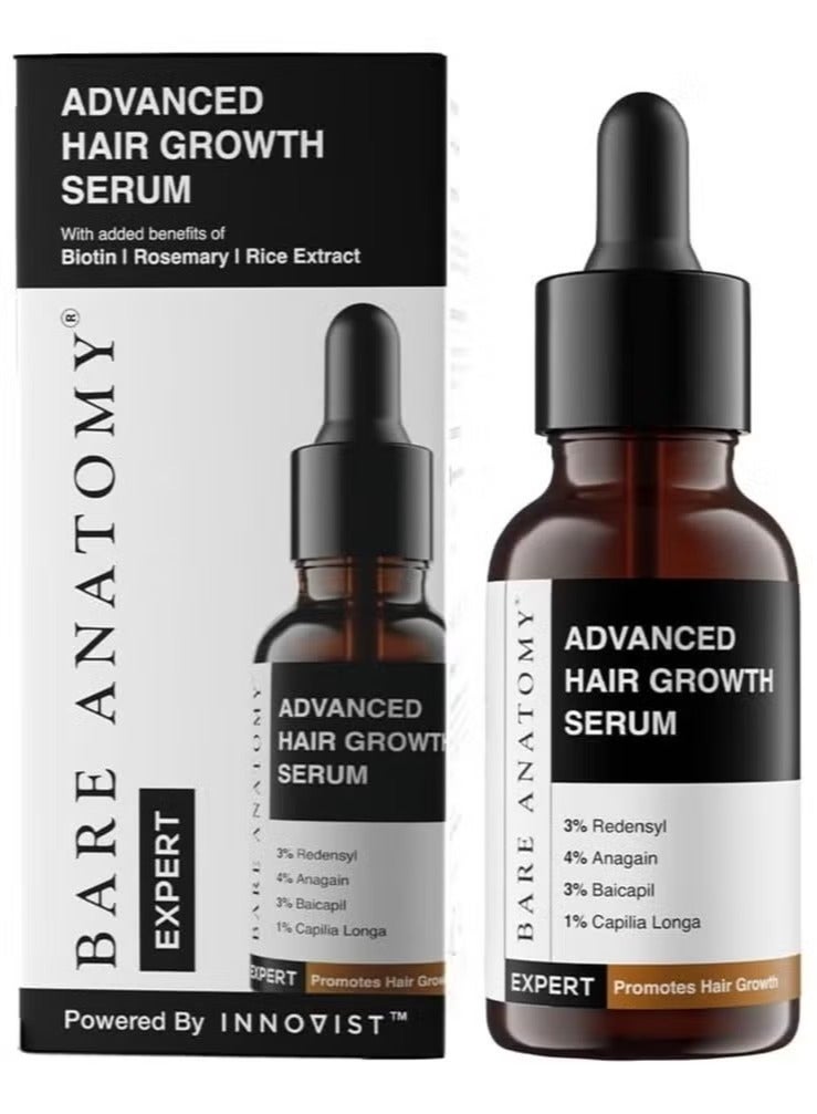 بار_اناتومي تشريح عاري تركيز مصل نمو الشعر المتقدم 3% ريدنسيل -2x نتائج أفضل من تركيبات المينوكسيديل + 4% مرة أخرى + 3% بيكابيل داء Rosemary, Biotin color نمو الشعر و سقوط الشعر control serum للنساء والرجال 30mL. - Image 1