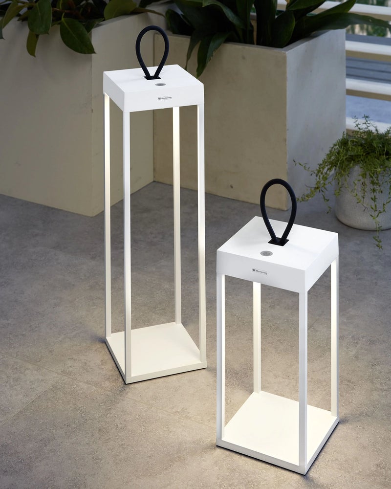 Sompex Grace LED Lantern Lamp | Stepless touch dimmer | Made with aluminium | Indoor & Outdoor | Burning time 11 hours | Charging time 6 hours | IP 65 (water resistant)| 15 x 50 cm - White - Image 2