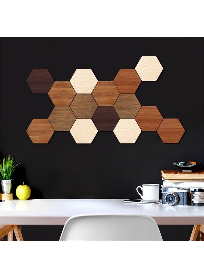 KimDaro Wooden Multi Color Wall Art Decals, 15 PCS 3D Hexagon Wall Tiles for Office, Living Room, Bedroom, Home - Image 4