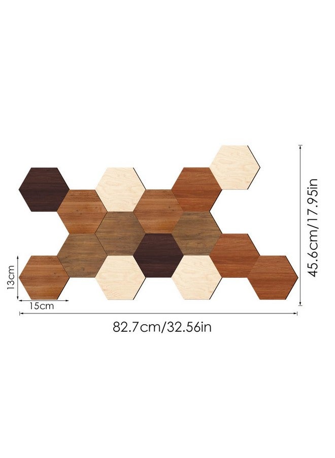 KimDaro Wooden Multi Color Wall Art Decals, 15 PCS 3D Hexagon Wall Tiles for Office, Living Room, Bedroom, Home - Image 2